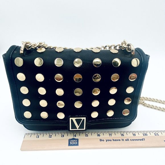 Victorias Secret Small Purse Black Gold Dot Stud Chain Crossbody Shoulder Purse - Picture 9 of 12